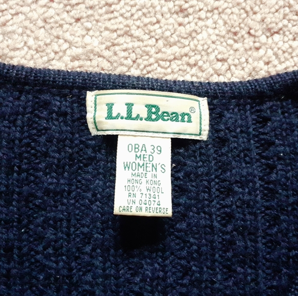 L.L.Bean Blue 100% Wool Sweater M - Picture 5 of 6